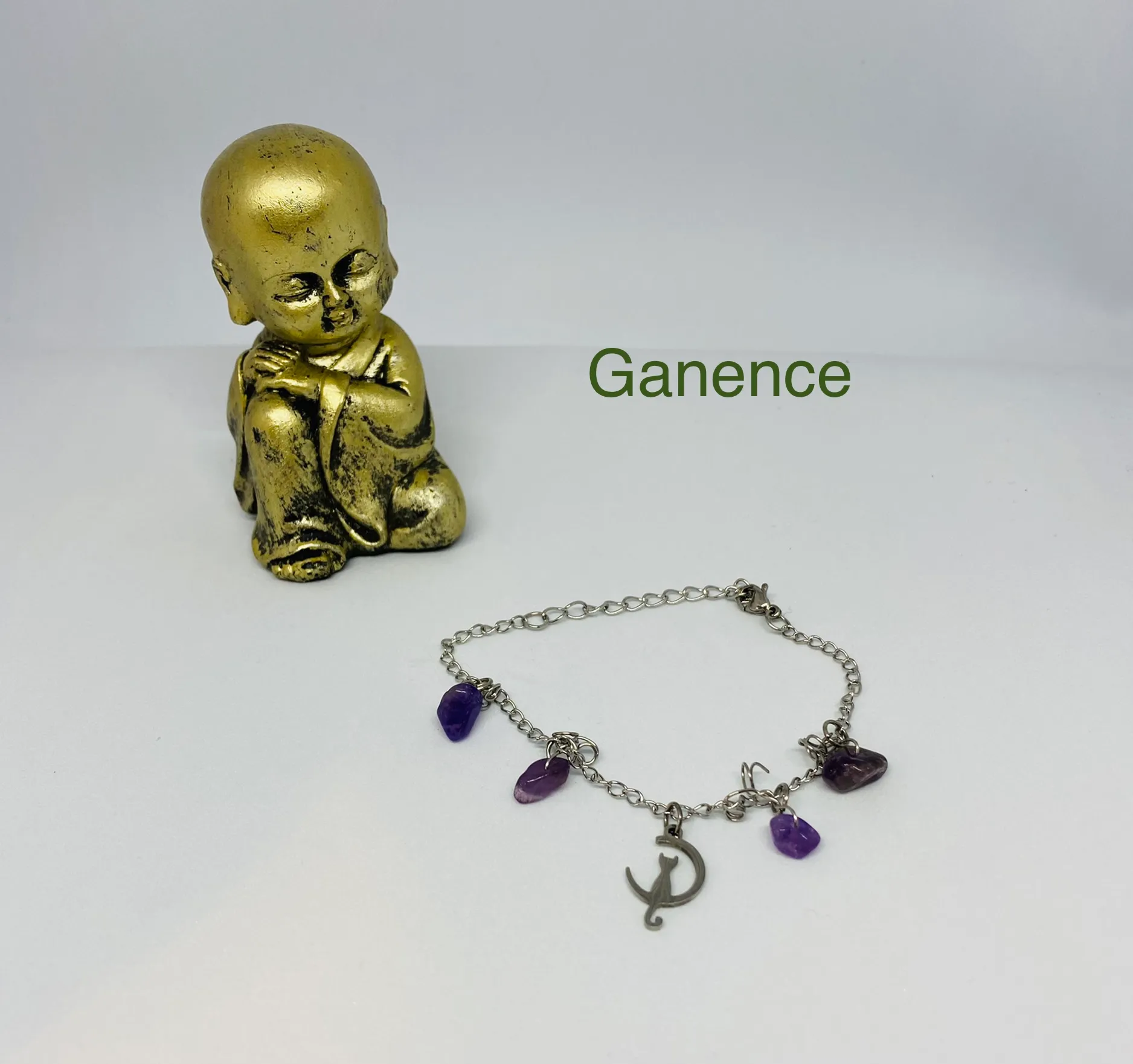 Bracelet en acier inoxydable et de pierres naturelles d’améthyste, améthyste