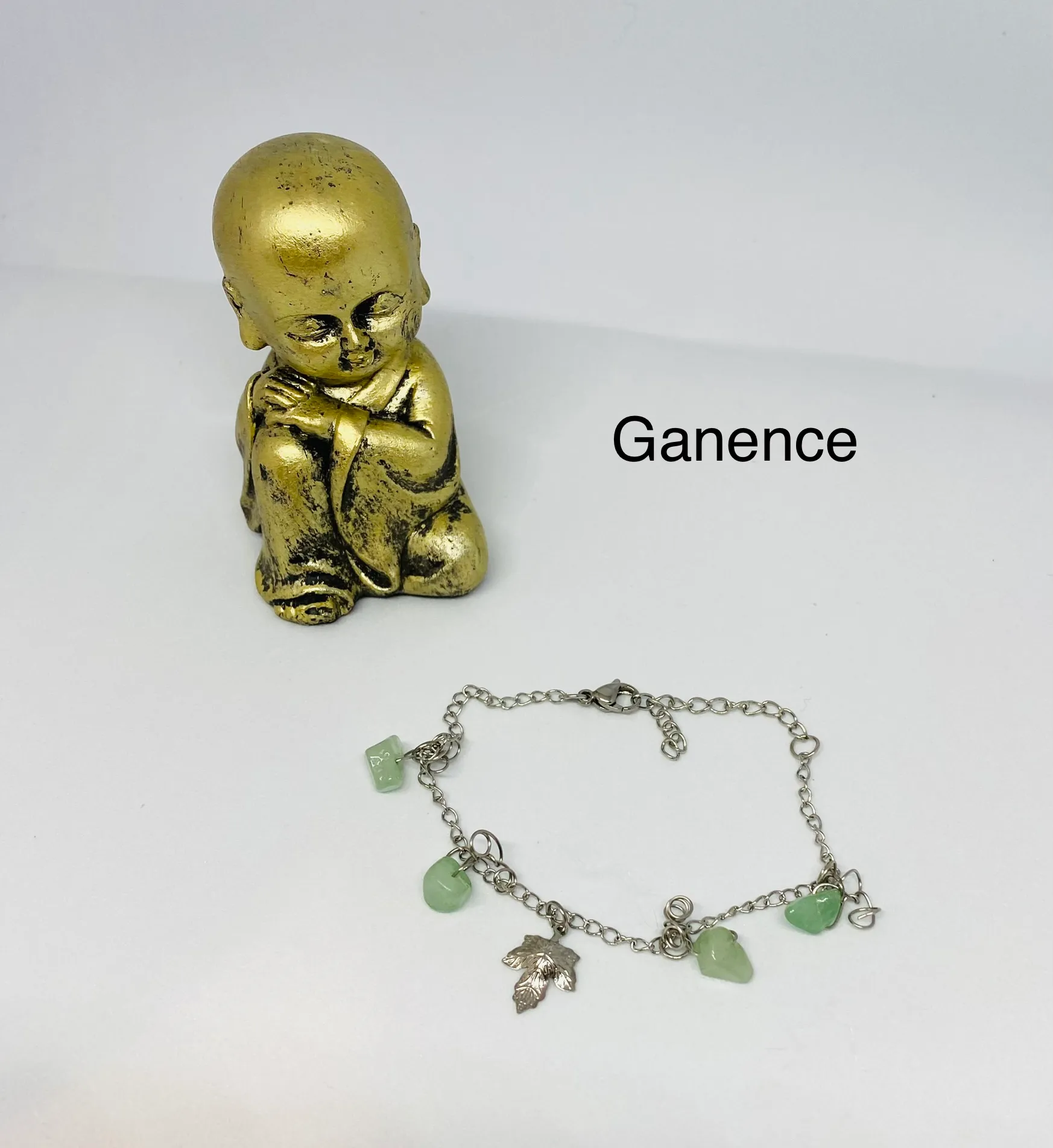 Bracelet en acier inoxydable avec des pierres naturelles d’aventurine, aventurine