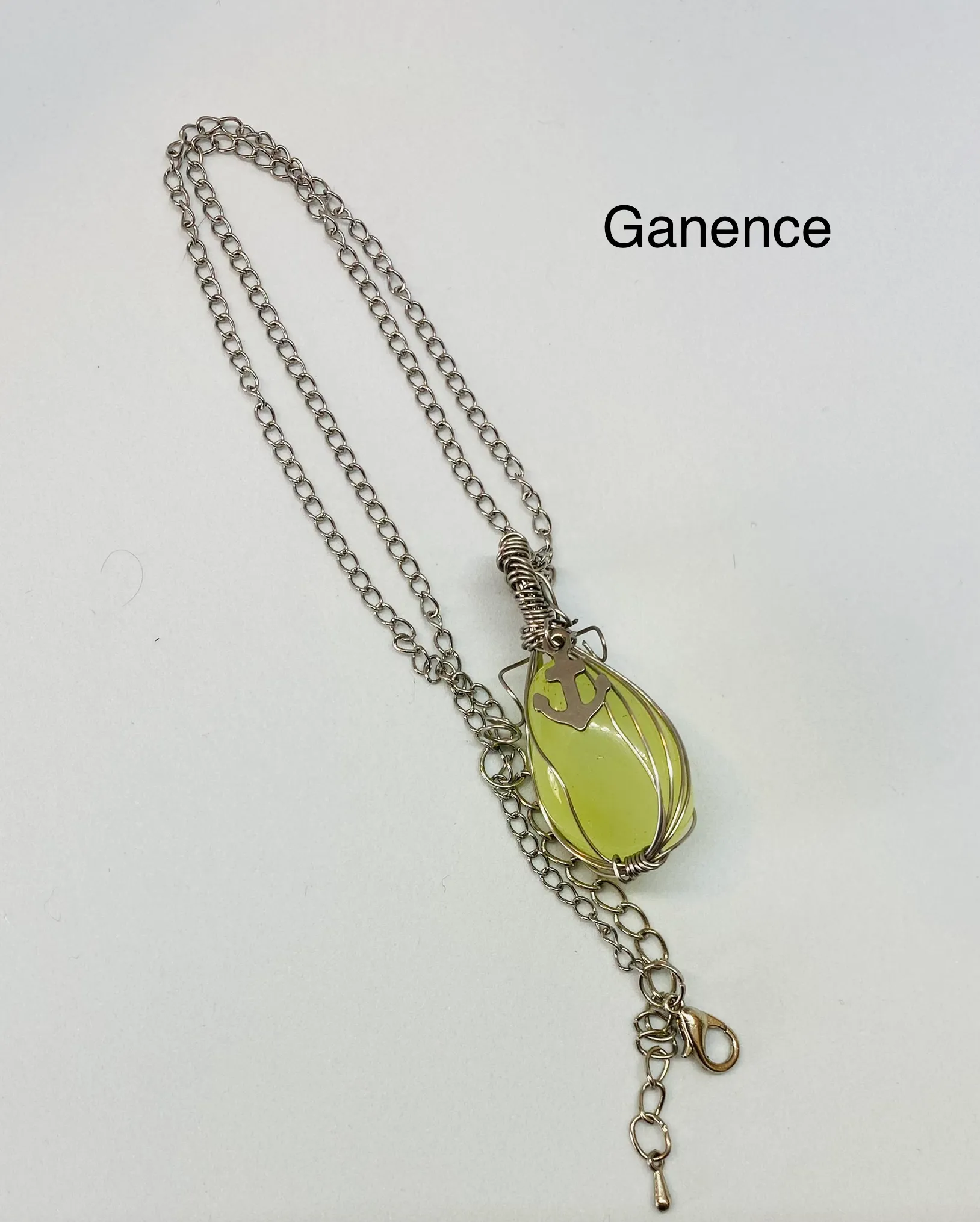 Collier en acier inoxydable et pierre naturelle d’aventurine, aventurine