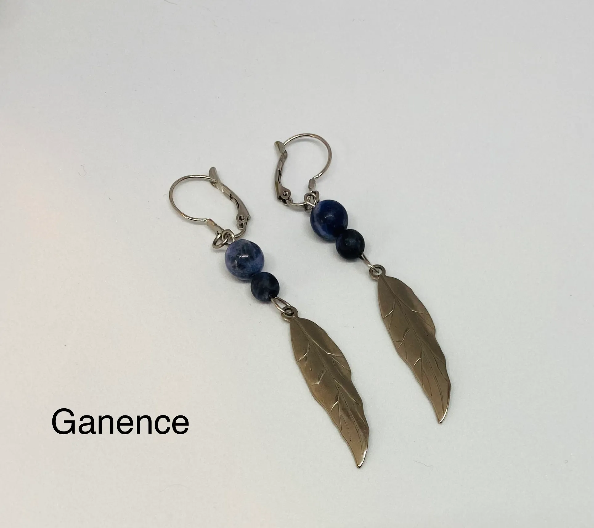 Boucles d’oreilles en acier inoxydable et pierre naturelle de sodalite, sodalite
