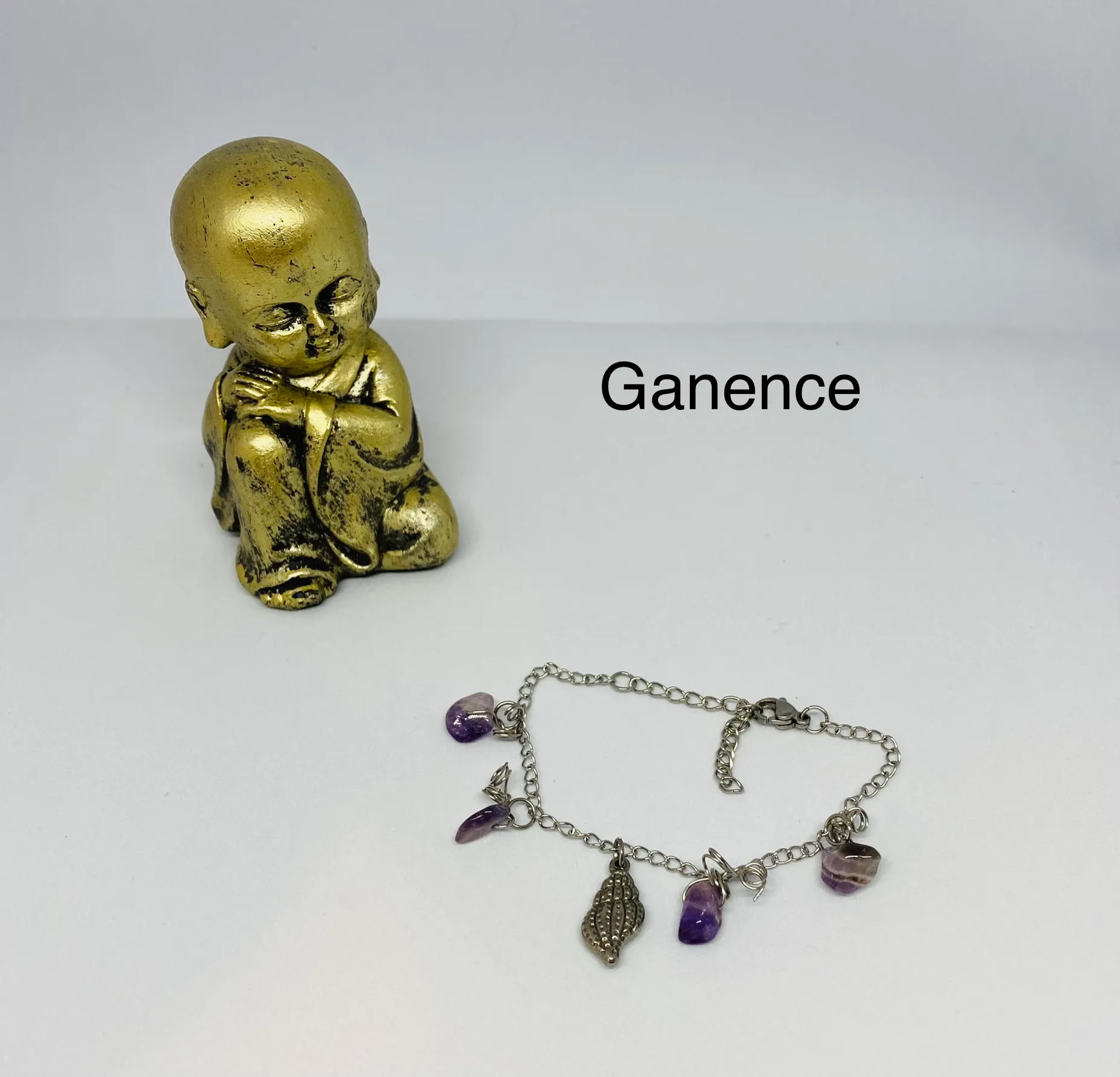 Bracelet en acier inoxydable et pierres naturelles d’améthyste, améthyste