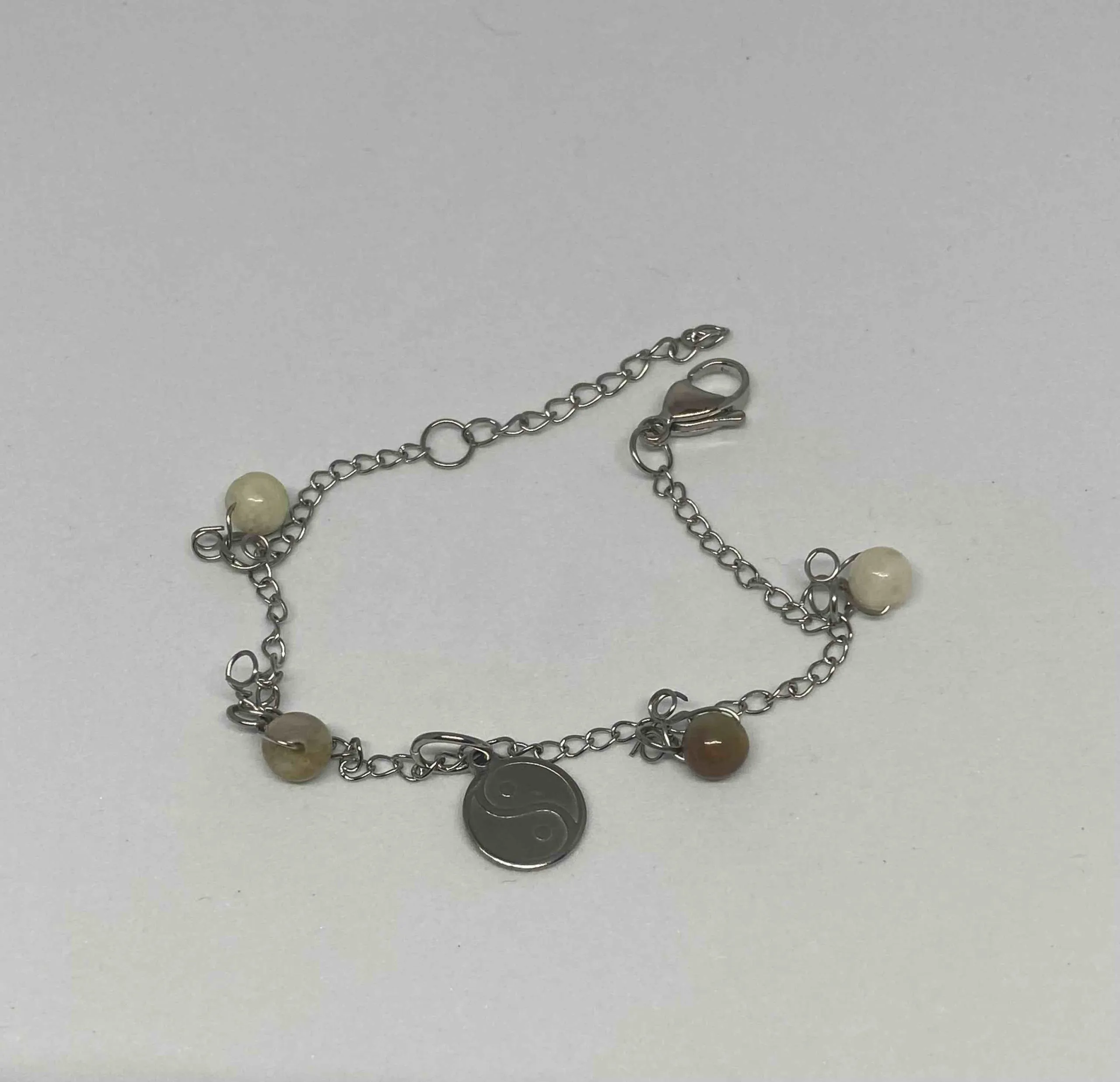 Bracelet en acier inoxydable, breloque Yin Yang et amazonite, aventurine