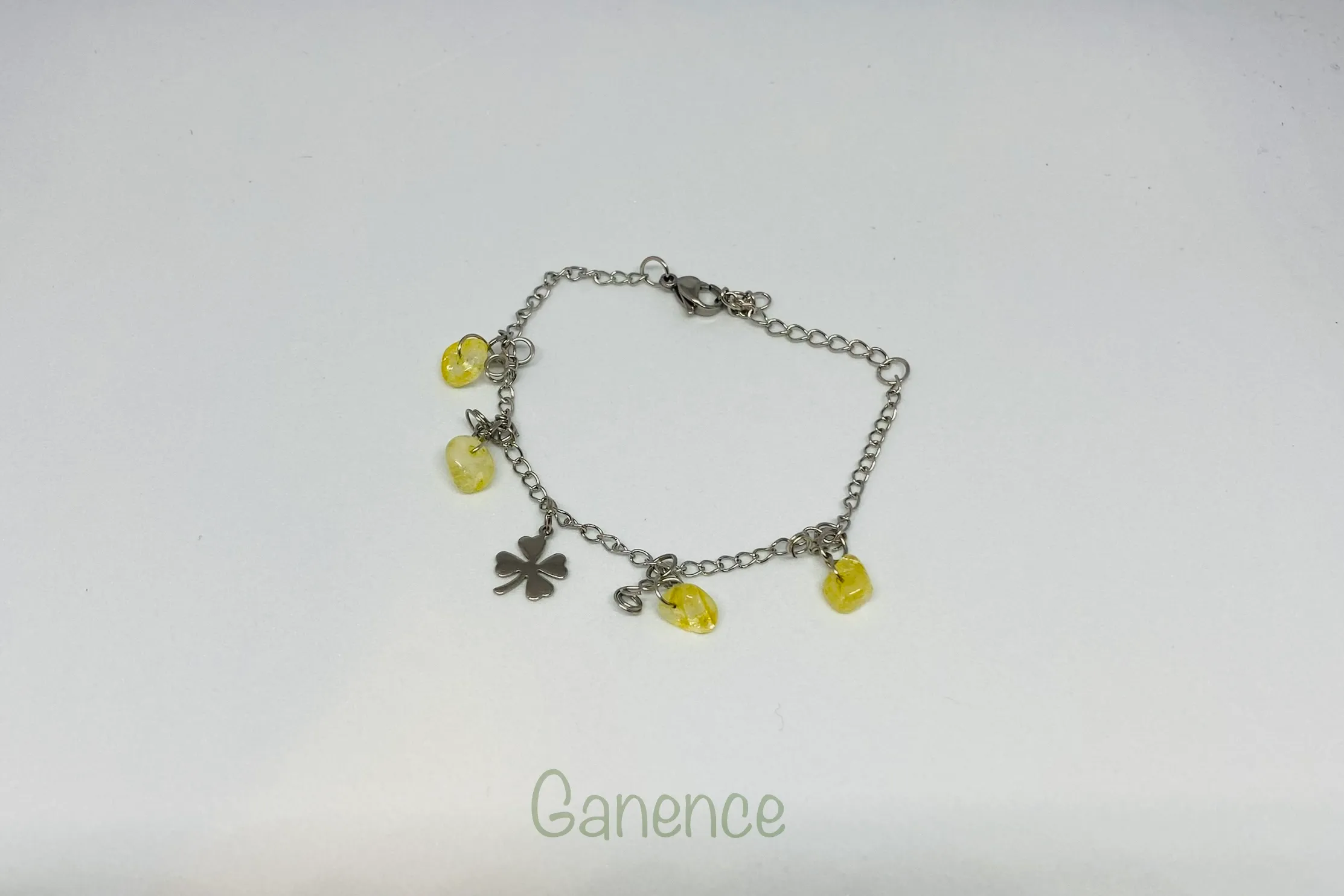 Bracelet en acier inoxydable et pierres naturelles de citrine, citrine