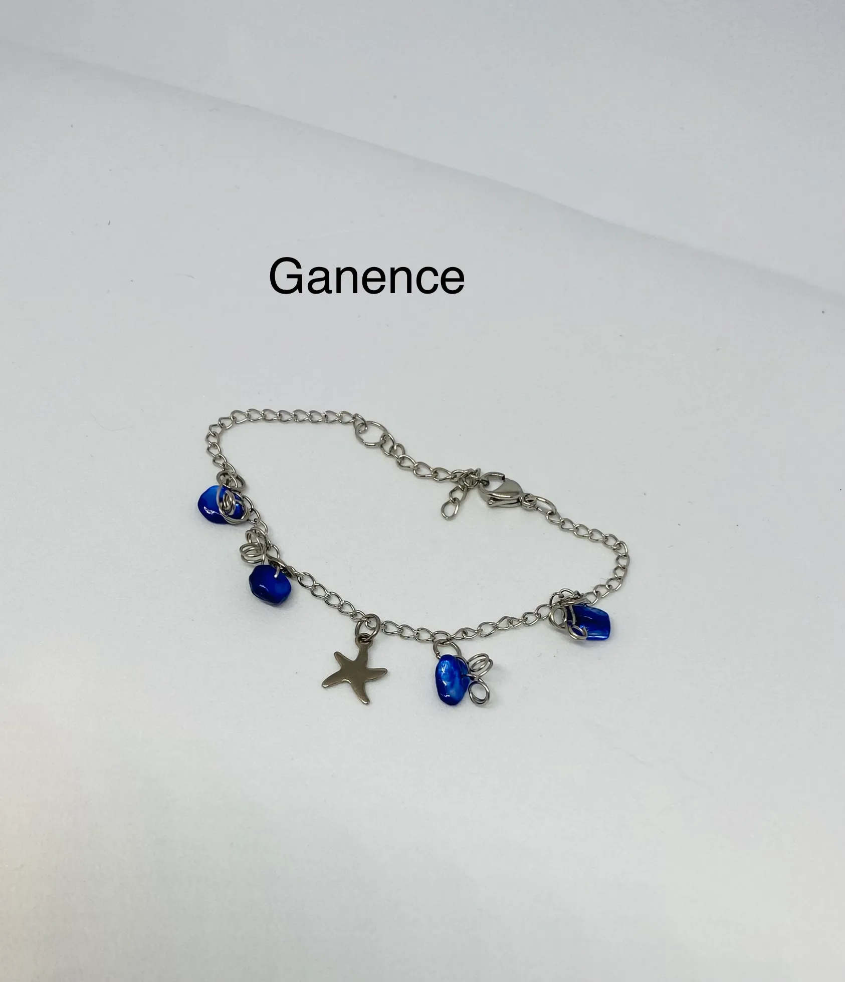 Bracelet en acier inoxydable et pierres naturelles de sodalite, sodalite