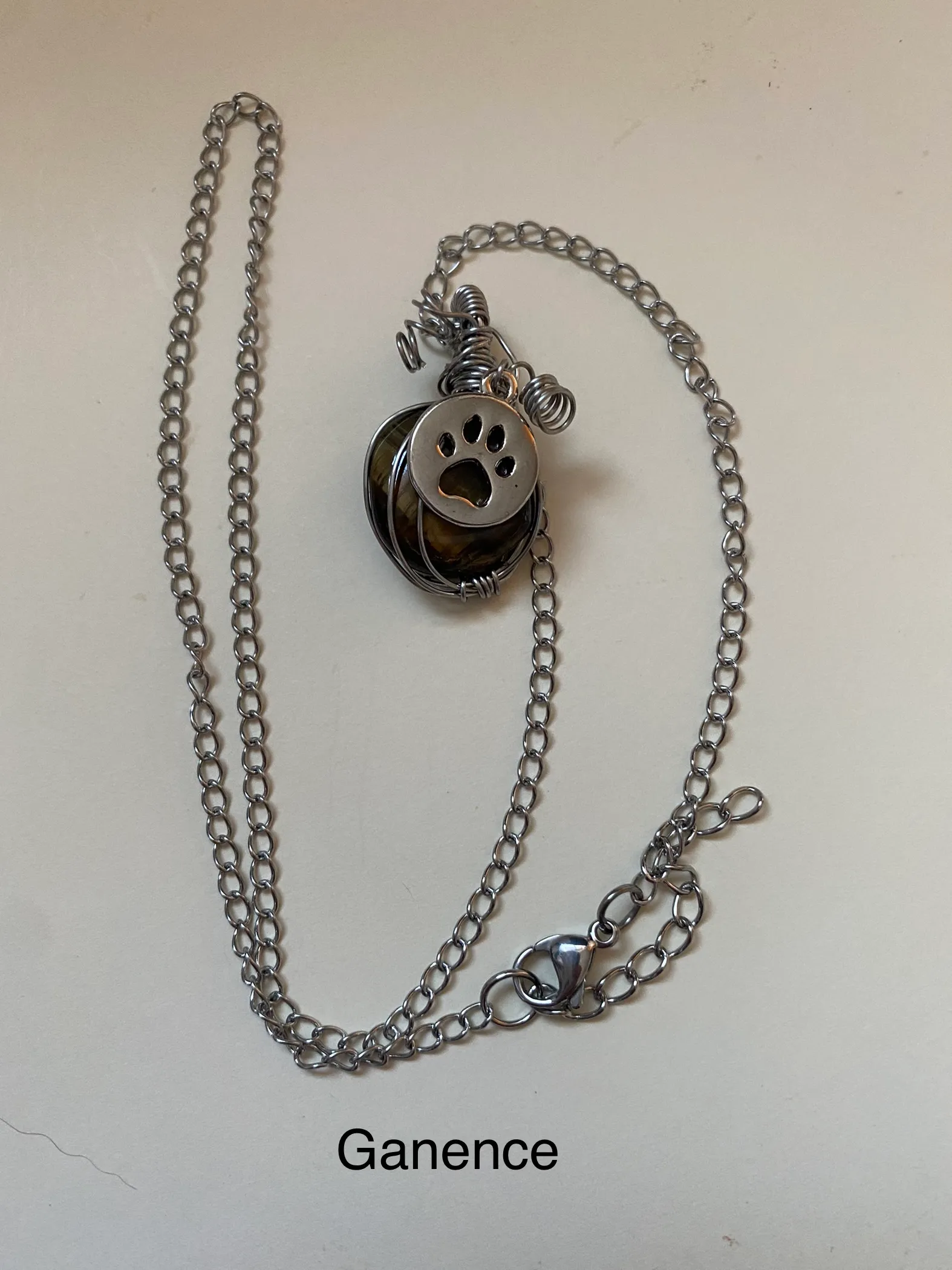 Collier en acier inoxydable en pierre naturelle oeil de tigre, acier inoxydable