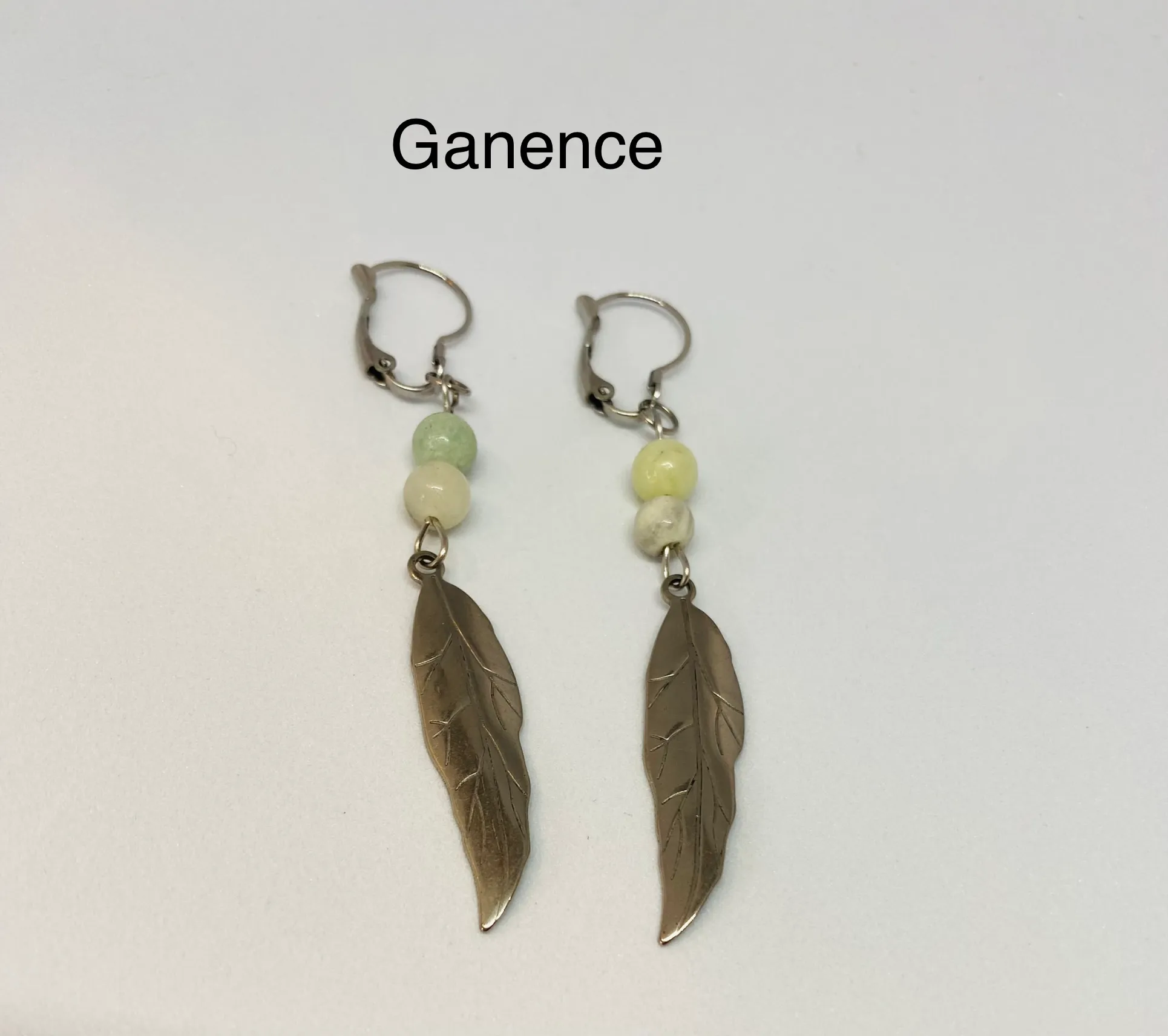Boucles d’oreilles en acier inoxydable et pierres naturelles d’amazonite, amazonite