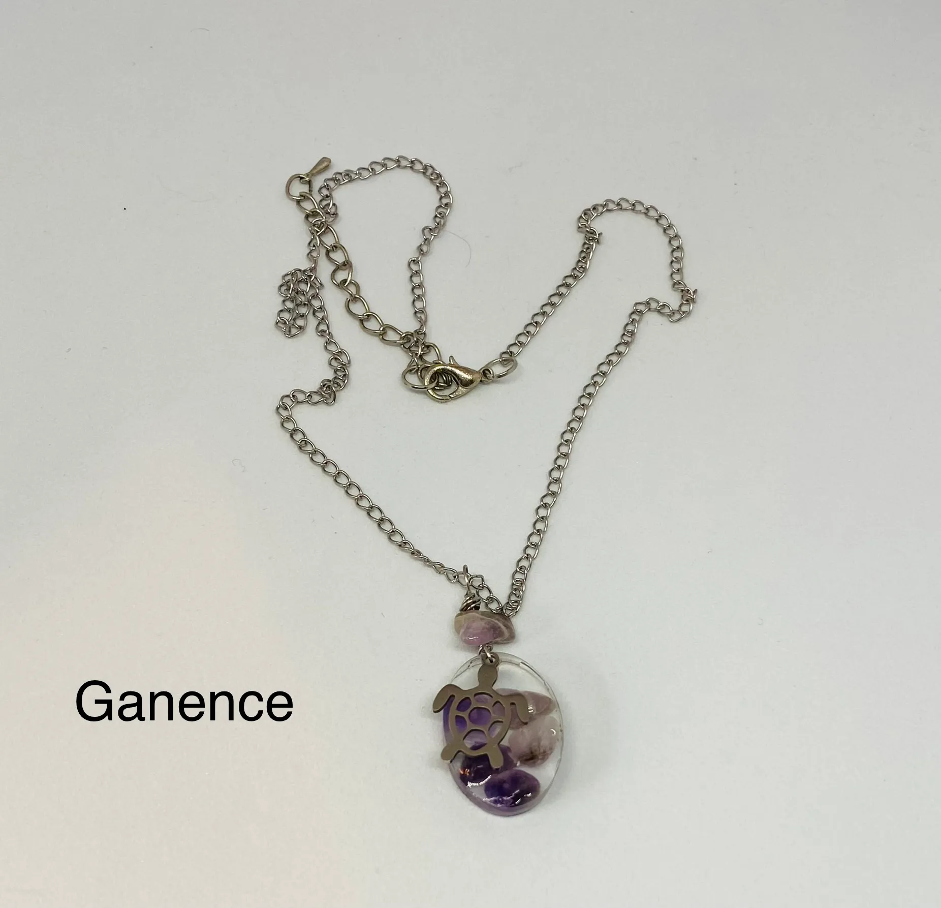 Collier en acier inoxydable et pierres naturelles d’améthyste, améthyste