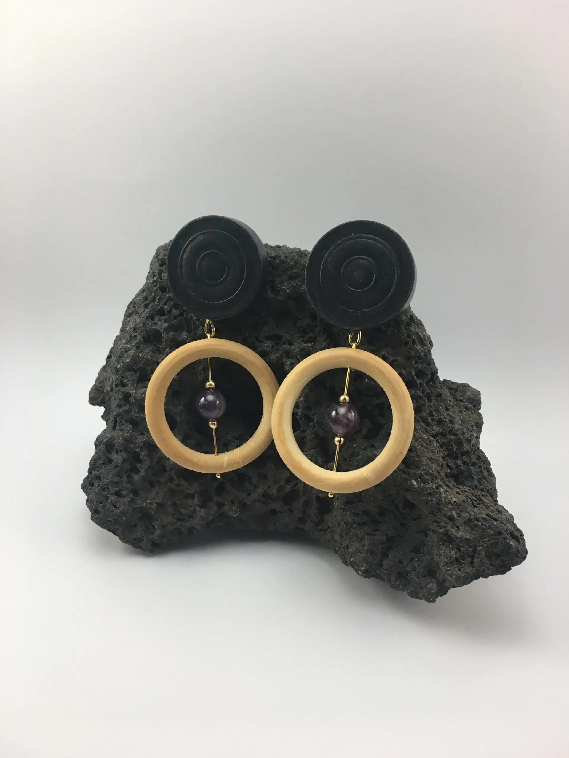 Boucles d’oreilles jetons la pierre « améthyste », améthyste