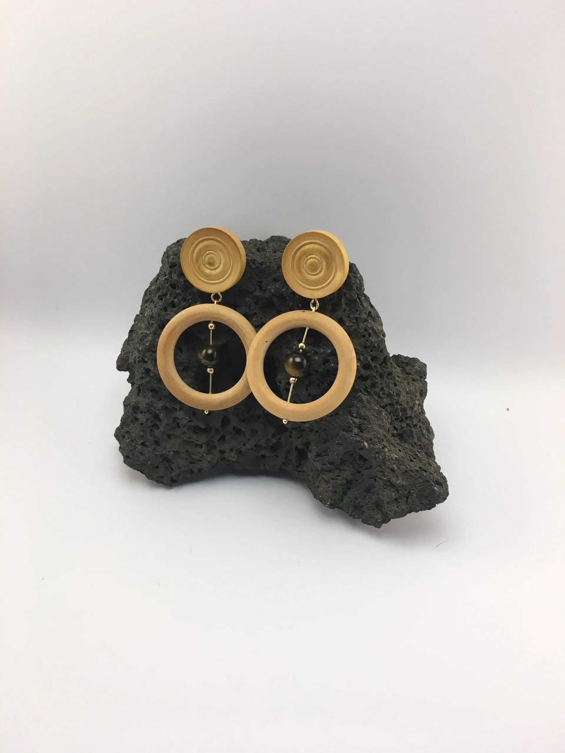 Boucles d’oreilles jetons la pierre « oeil du tigre », œil du tigre