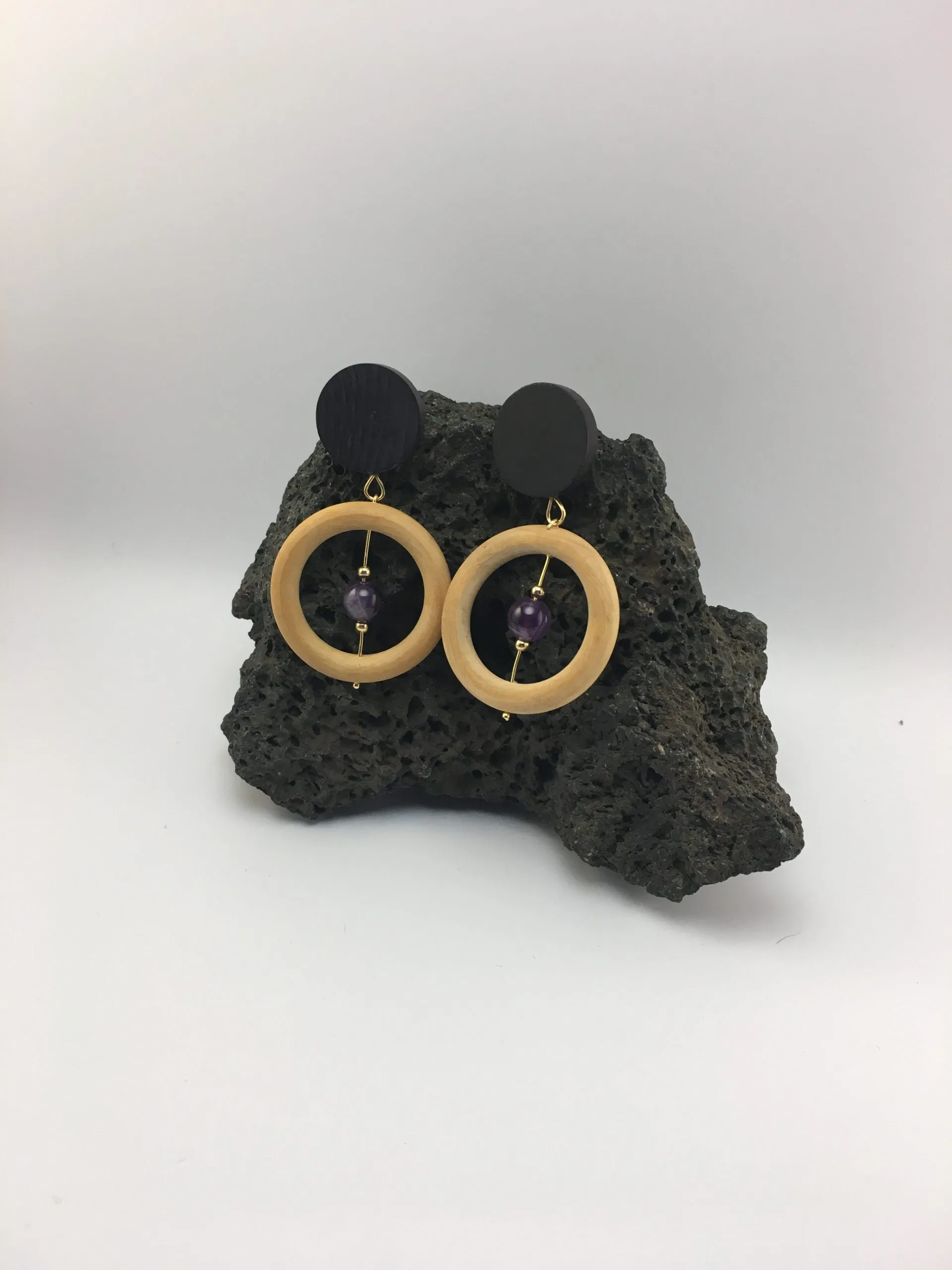 Boucles d’oreilles jetons la pierre « améthyste », améthyste