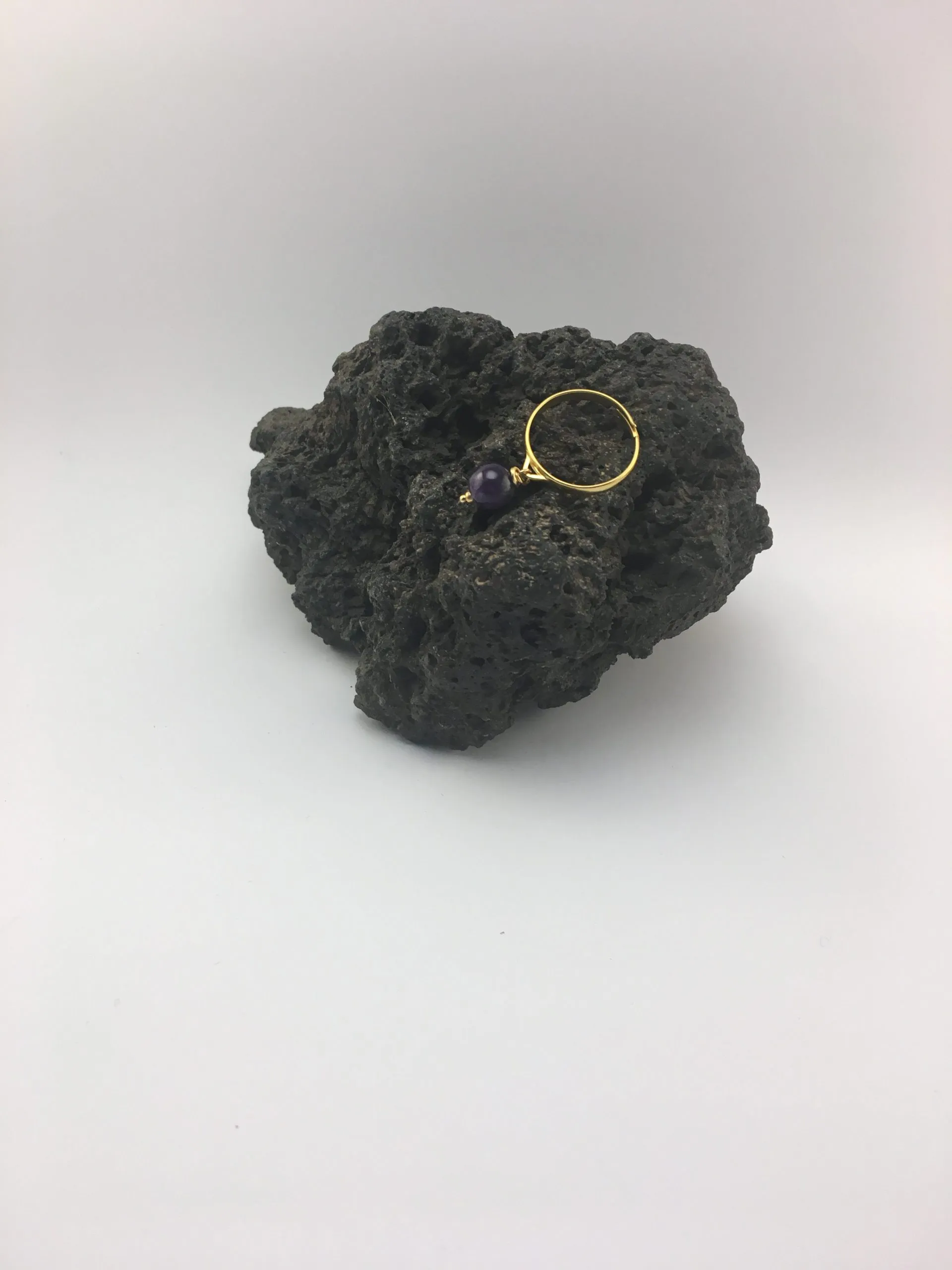 Bague plaqué or « améthyste », améthyste