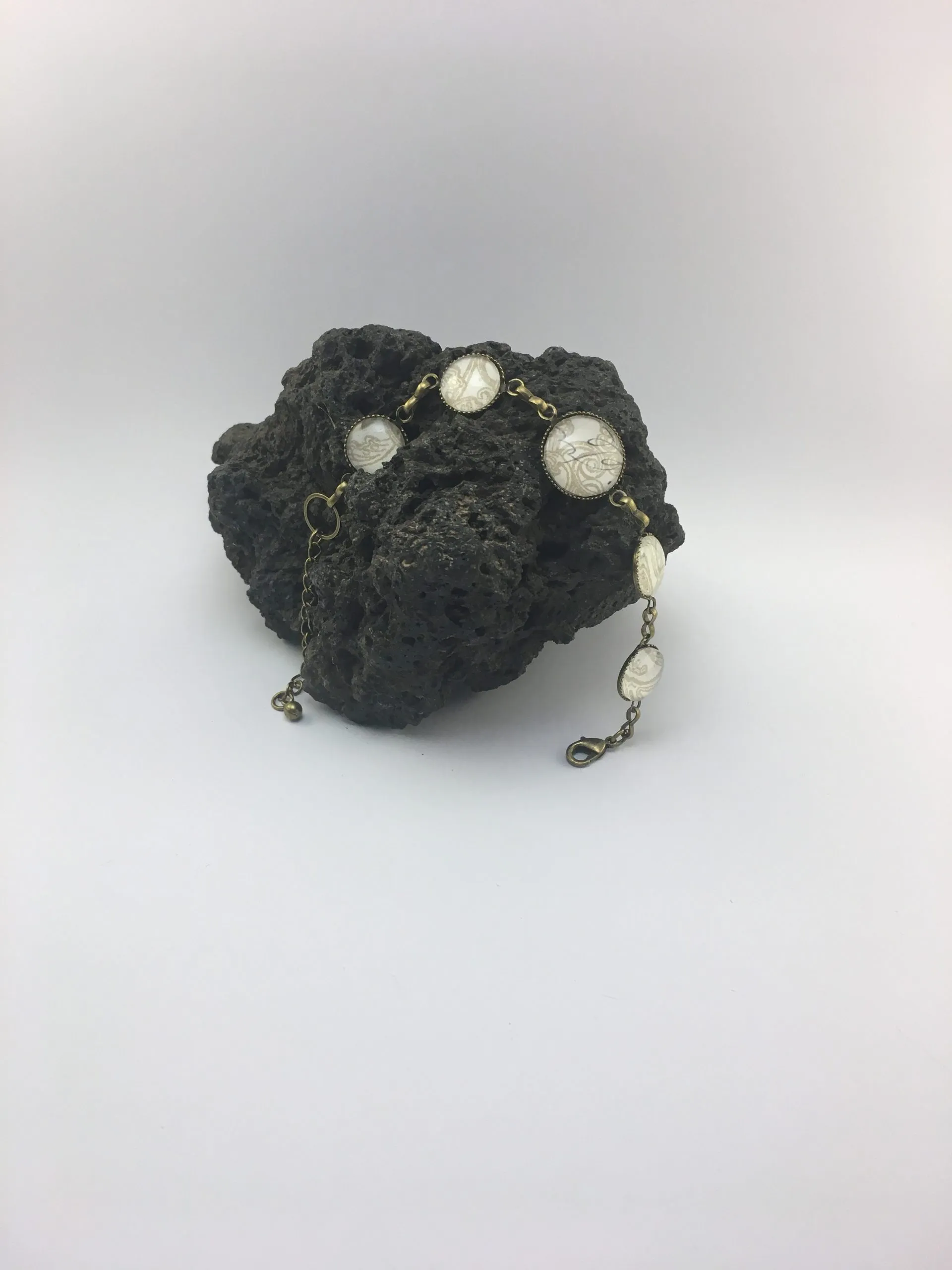 Bracelet « Cabochon Arabesque Ancienne Verte », liège