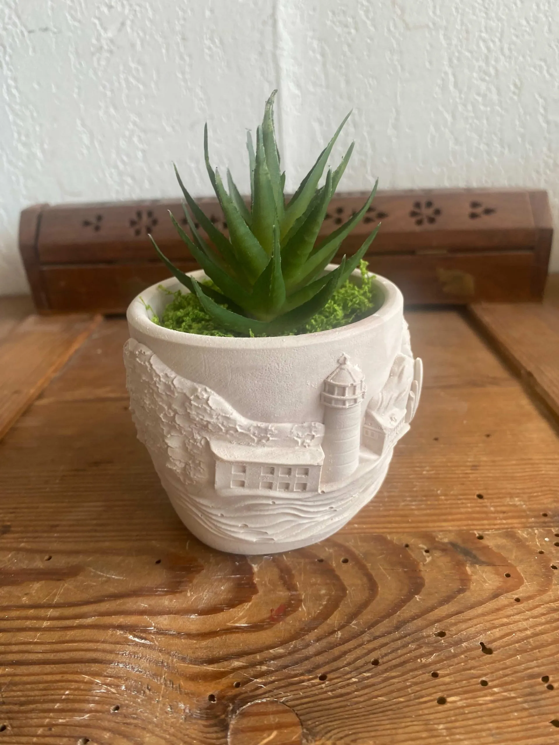 Pot de fleur paysage mer rose, poudre minérale & mica
